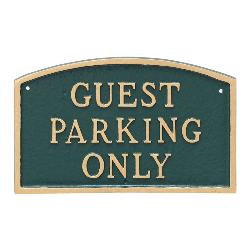 Guest Parking Only Statement Garden Plaque, Hunter Green/Gold, 10" h x 15" W x 0.25" D