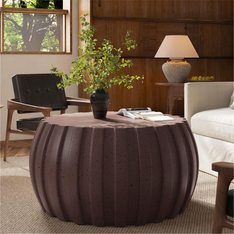 Table basse imperméable moderne de 35,43 po, conception durable en ciment MgO, compatible avec l'intérieur et l'extérieur