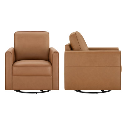 Chaise d'appoint pivotante en cuir véritable Weston (ensemble de 2)