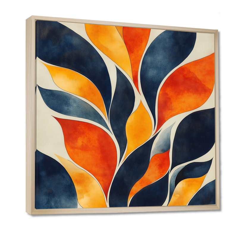 Mustard Abstract Wall Art, Mid Century Canvas Print, Yellow Organics In Motion, H 36 po x l 36 po, Cadre naturel flottant