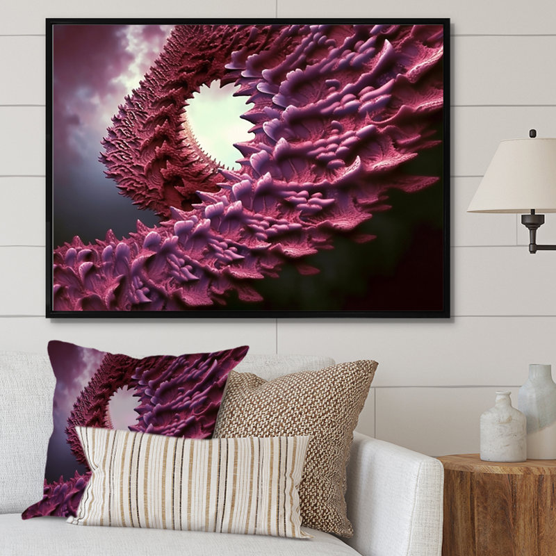Impression sur toile Quantum Fractal Infinity Futuristic 3D I, H 34 po x l 44 po x P 1,5 po, Cadre flottant noir