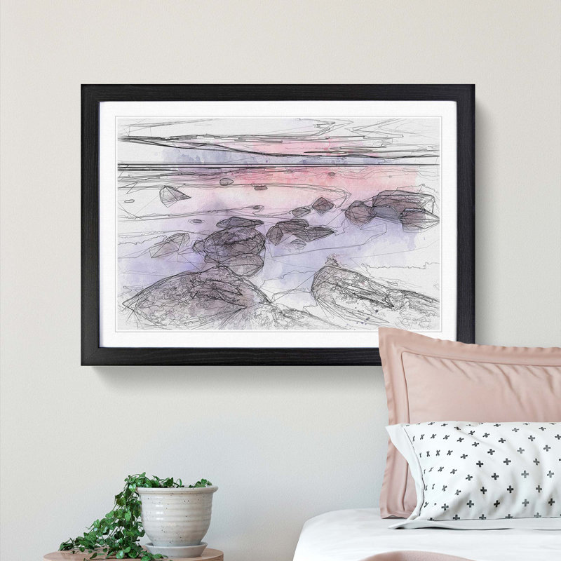 Sunset over Lake Tahoe in Abstract - Picture Frame Graphic Art Print, Black Framed, 62cm H x 87cm W x 2cm D