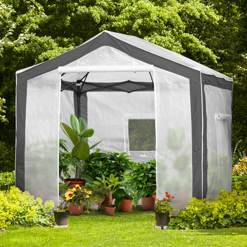 Pop Up Greenhouses 8 Ft. W x 8 Ft. D Greenhouse, White/Gray