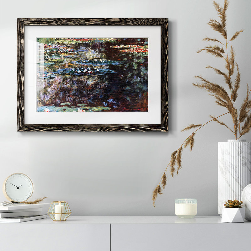 "Water Garden At Giverny" par Monet, reproduction d'art sur papier, Noir, H 18 po x l 26 po