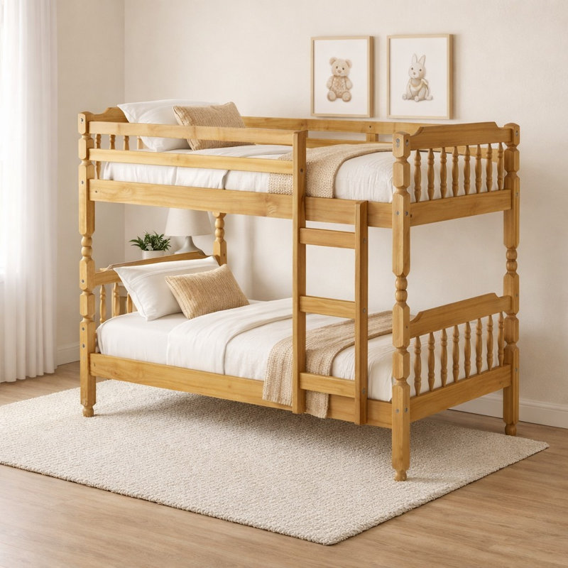 Small Single (2'6) Bunk Bed with Built-in Ladder Included