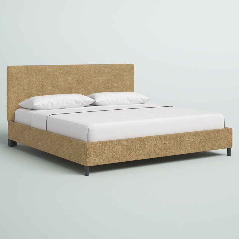 Pyburn Upholstered Platform Bed, California King, Distressed Saddle Brown Performance Faux Leather