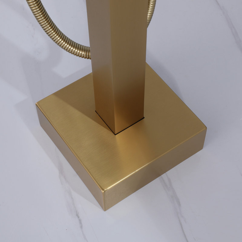 1 Handle Bathroom Clawfoot Tub Faucet with Diverter, Brushed Gold