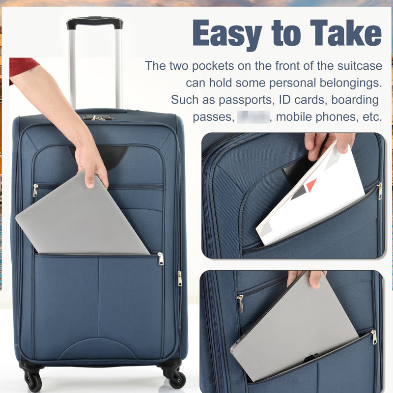 Bagage léger extensible 3 pièces avec roulettes et sac de voyage