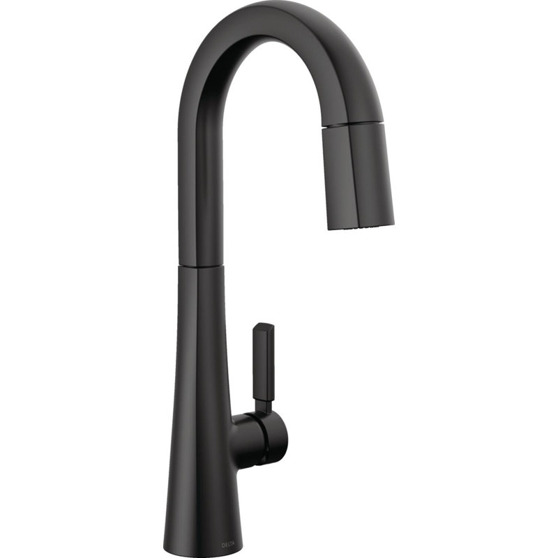 Monrovia Bar Faucet with Pull Down Sprayer, Matte Black