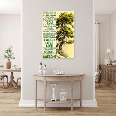 Arbre aujourd'hui est un bon jour - 1 pièce graphique arbre aujourd'hui est un bon jour sur toile, impression