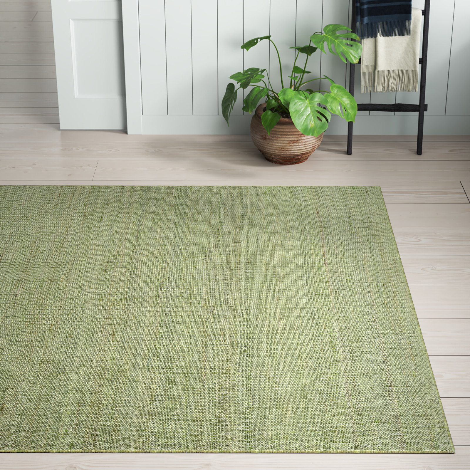 Genelda Handmade Jute / Sisal Green Rug, Rectangle 5' x 7'6"