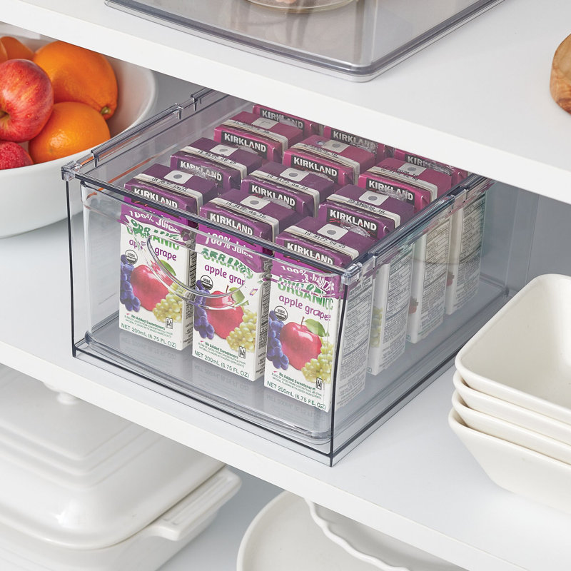 Tiroir de rangement de cuisine empilable pour réfrigérateur, garde-manger, sous-évier ou armoire iDesign - ensemble de 2 - transparent