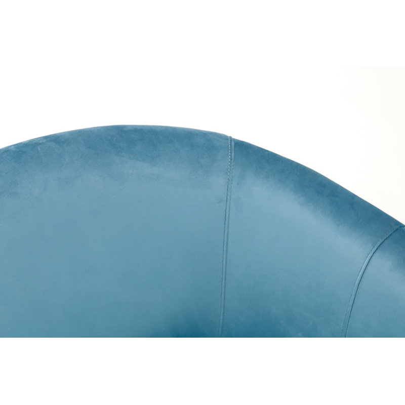 Fauteuil demi-tonneau pivotant 31 po Hansell, Velours Chantel bleu sarcelle performance