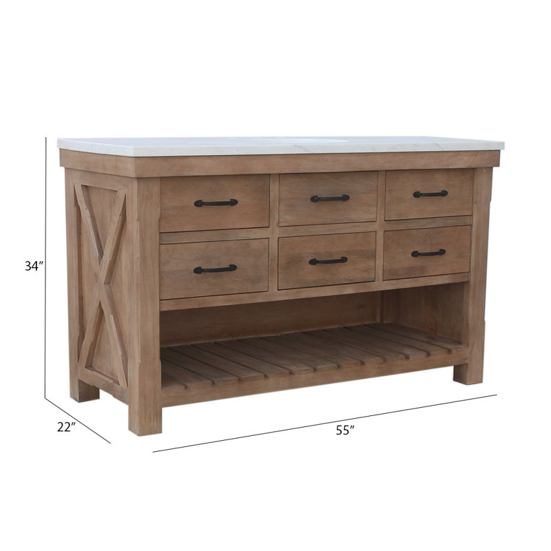 55'' Single Bathroom Vanity with Stone Top