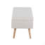 Banc de rangement contemporain en bois naturel et tissu beige