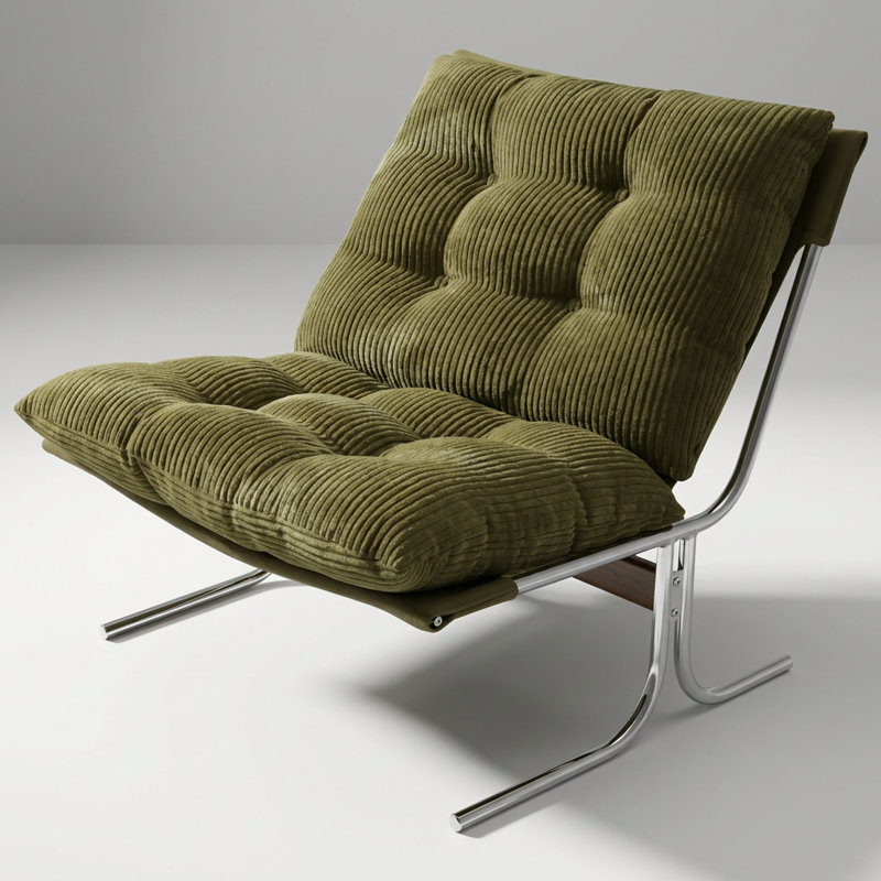Modern Accent Chair with Metal Frame and Soft Upholstered Cushion for Living Room, Office, Bedroom or Dining Room, Green