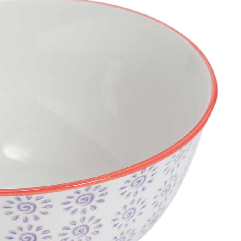 Nicola Spring - Hand-Printed Cereal Bowl, Purple/Red