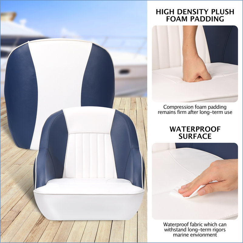 Marine Boat Seat, Ergonomic Barrel-Shaped Design With High-Density Foam Cushion And Durable Injection-Molded Plastic Frame, Compatible With Standard Mounting Bolts