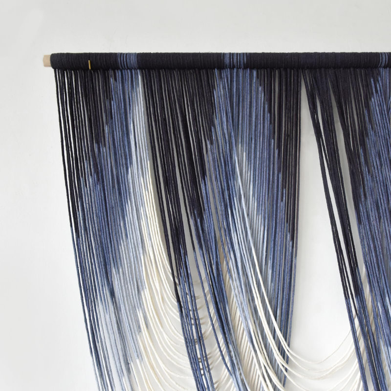 Art mural 57 po x 41 po, corde de coton, bleu marine, fibre de fil Boho