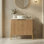 Meuble-lavabo moderne 30 po avec portes cannelées, comptoir en pierre frittée, plusieurs options d'évier à vasque et rangement à fermeture en douceur