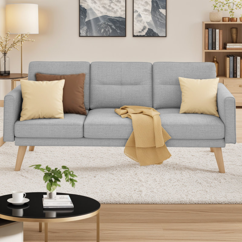 Catalia Upholstered 59'' Reclining Sofa, Light Gray