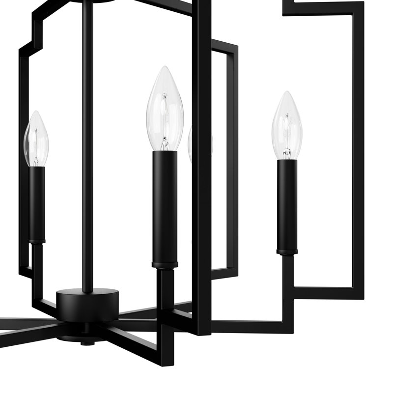 Hunter 30 Inch Zoanne 6 Light Chandelier Ceiling Light Fixture, 16.5" H x 24" W x  24" D, Matte Black