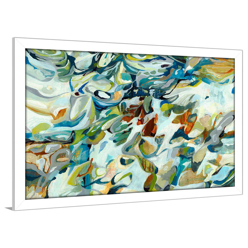 In The Flow III (Horizontal) by Lisa Ridgers - Painting, White Framed, 21.5" H x 27.5" W x 0.75" D