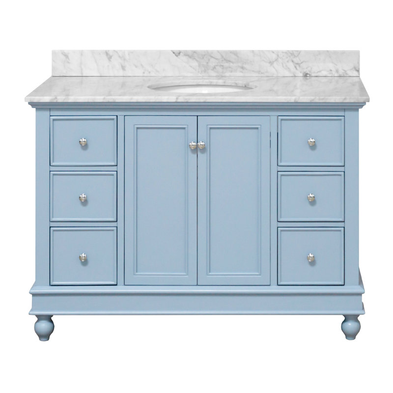 48'' Single Bathroom Vanity with Top, Carrara Marble, Powder Blue