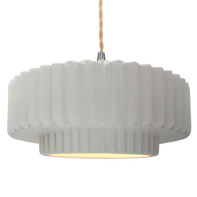 Gela 1-Light Ceramic and Metal Drum Pendant