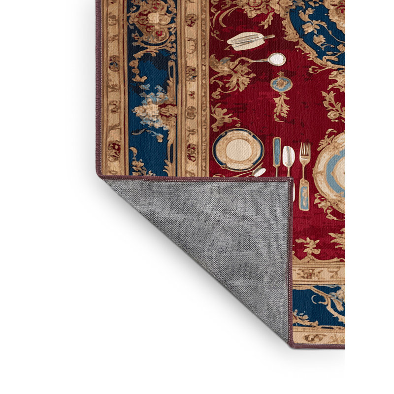 Tapis rouge français lavable à la machine, Carré 4 pi