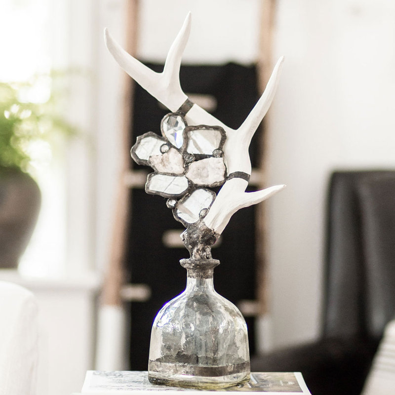 Bouteille décorative en bois Antler, Blanc