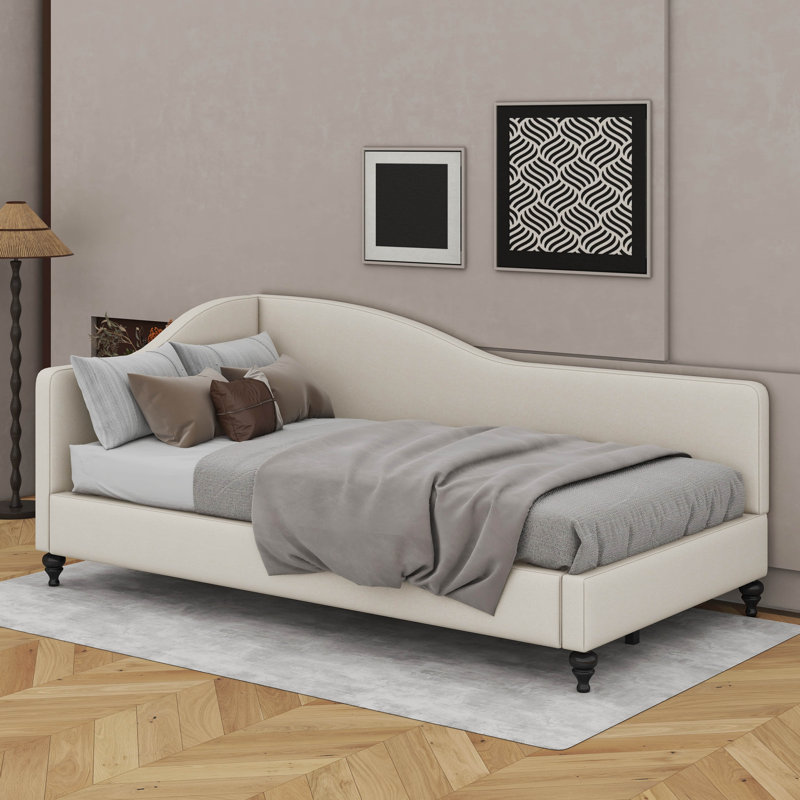 L-Shaped Linen Daybed, Beige, Twin