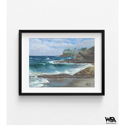 «Fishermans Cove Laguna» par William Thompson, art mural de spa tropical, décoration murale de salle d'attente apaisante, décor de petite cabane, peinture côtière