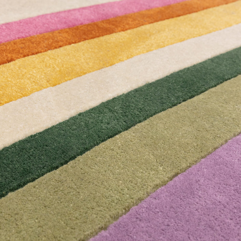 Priscila Retro Hand Tufted Recycled P.E.T Pink/Green Area Rug, Rectangle 160 x 230cm
