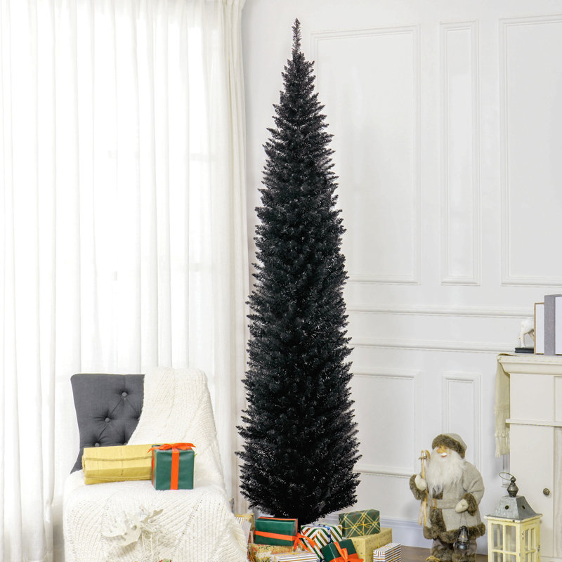 Arbre de Noël artificiel 8 'avec 818 pointes de branches réalistes et base en plastique, noir