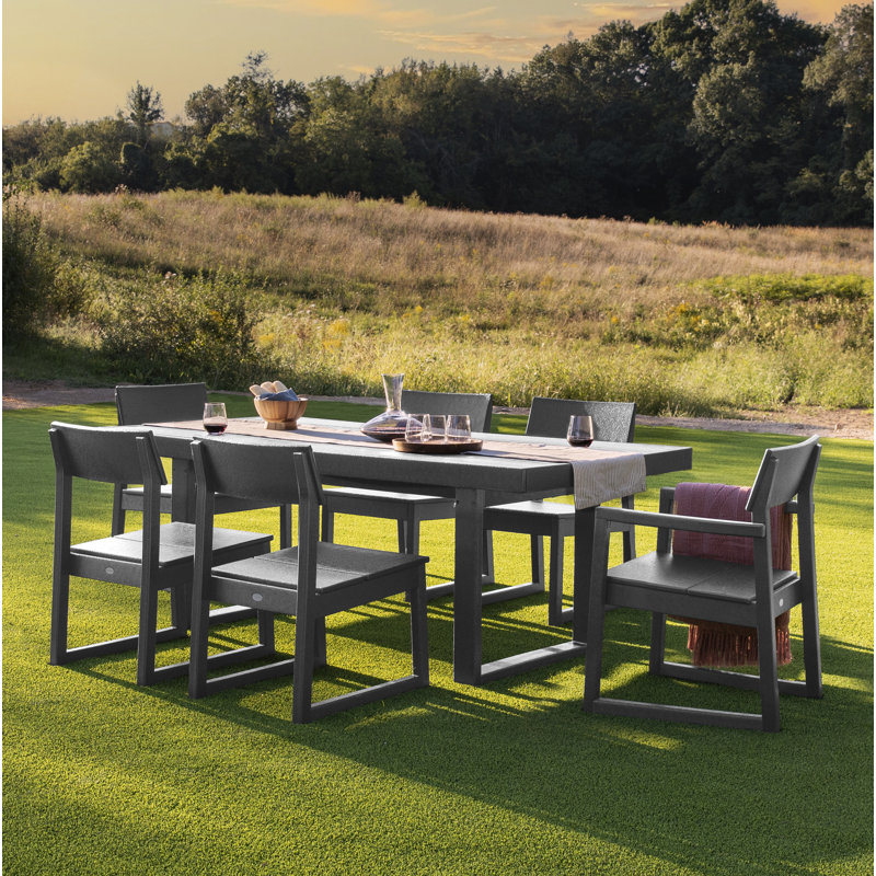Edge Rectangular 6-Person 78'' Long Dining Set, Slate Gray
