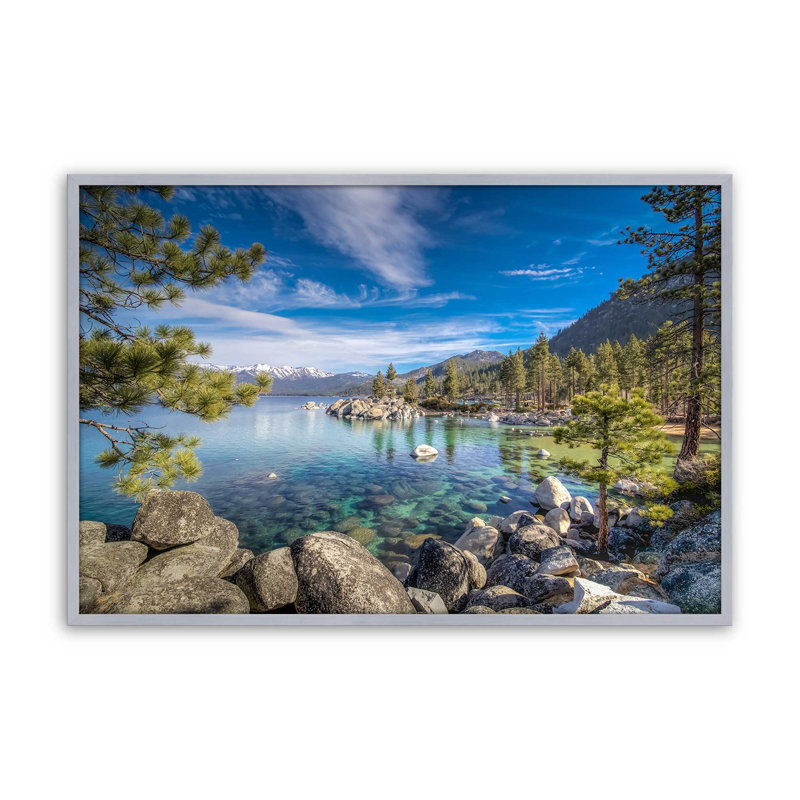 Lac Tahoe - imprimé, H 24 po x l 36 po, Impression encadrée avec passe-partout, Argent