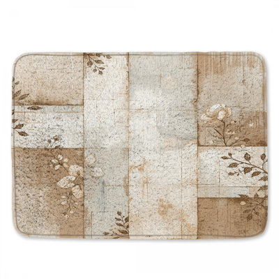 Floral Patchwork Collage Bath Mat