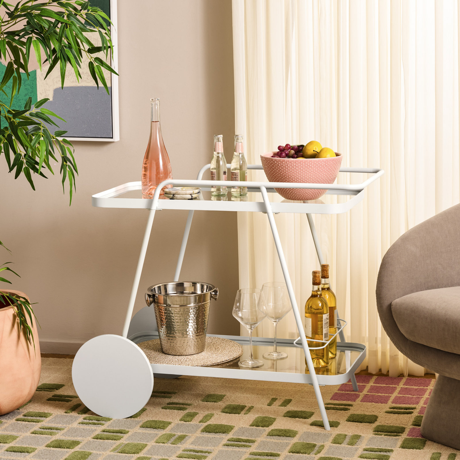 Cullin Metal Bar Cart, White