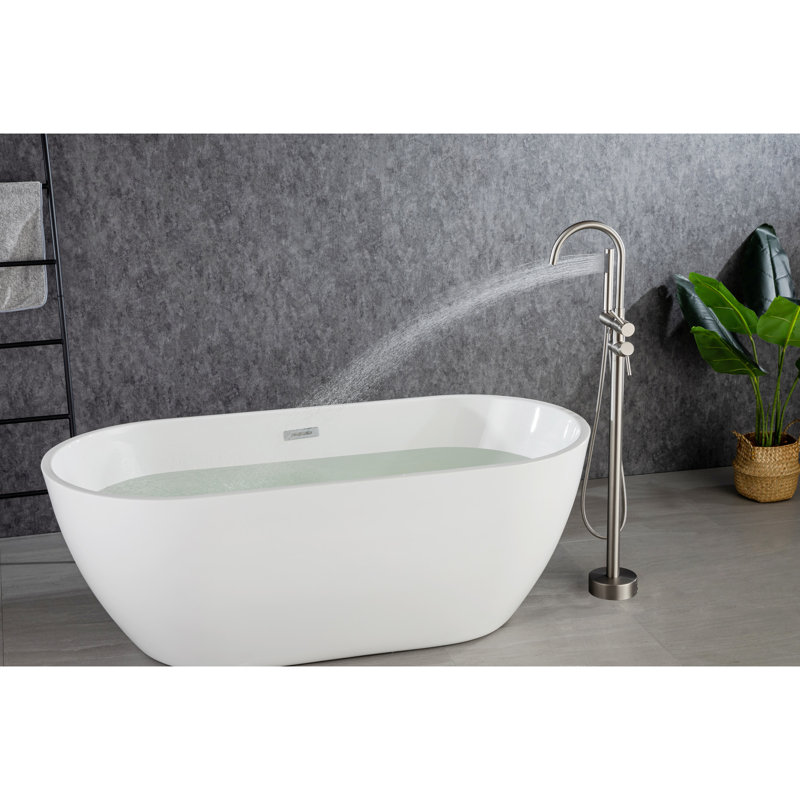 Robinet de baignoire à fixation au sol en acier inoxydable avec disque en céramique et Hauteur 3,58 13,2 largeur