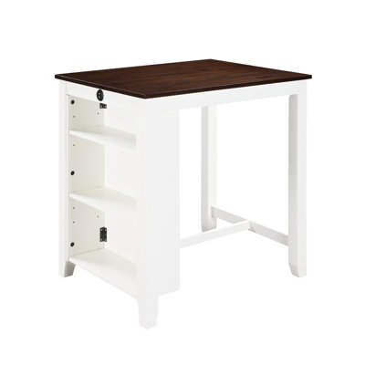 Table de salle à manger de 91 cm (36 po) de hauteur comptoir avec chargeur et étagère blanche à 3 niveaux