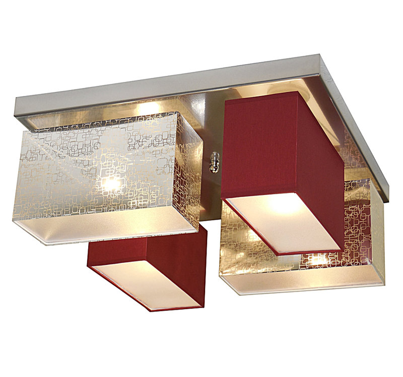 Eris-004 Fabric Flush Mount, Silver/Burgundy