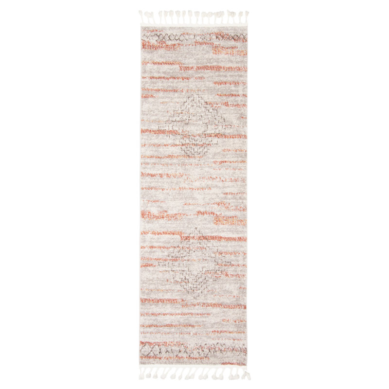 Tapis ivoire / cuivre Abdul-Rahim Aztec, Tapis de couloir 2 pi 7 po x 8 pi 4 po