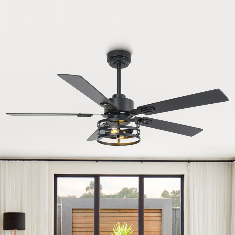 Ventilateur de plafond intelligent 52 po avec trousse d'éclairage et télécommande VacZon, moteur à courant continu réversible à 6 vitesses, pales en bois à double face, minuterie, tiges verticales de 6 po / 10 po, pour une utilisation intérieure / extérieure couverte