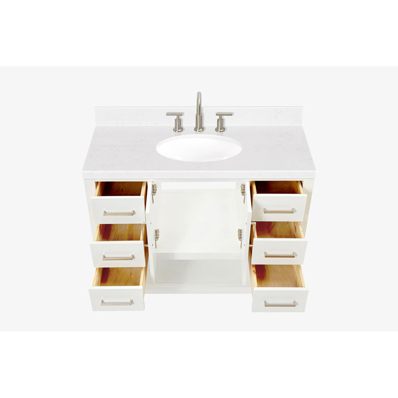 Ensemble de meuble-lavabo simple 43 po Moille, Blanc, Ovale