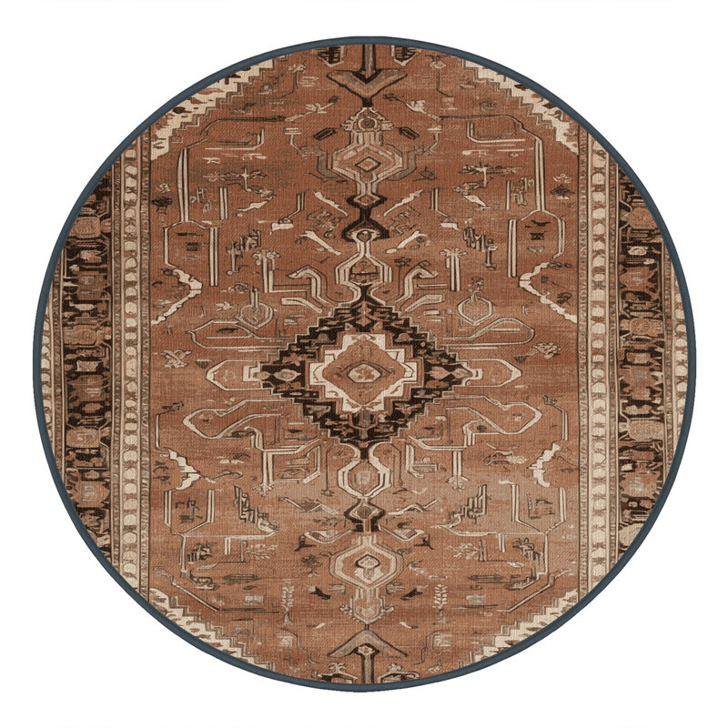 Tapis brun lavable à la machine, Rond 6 pi