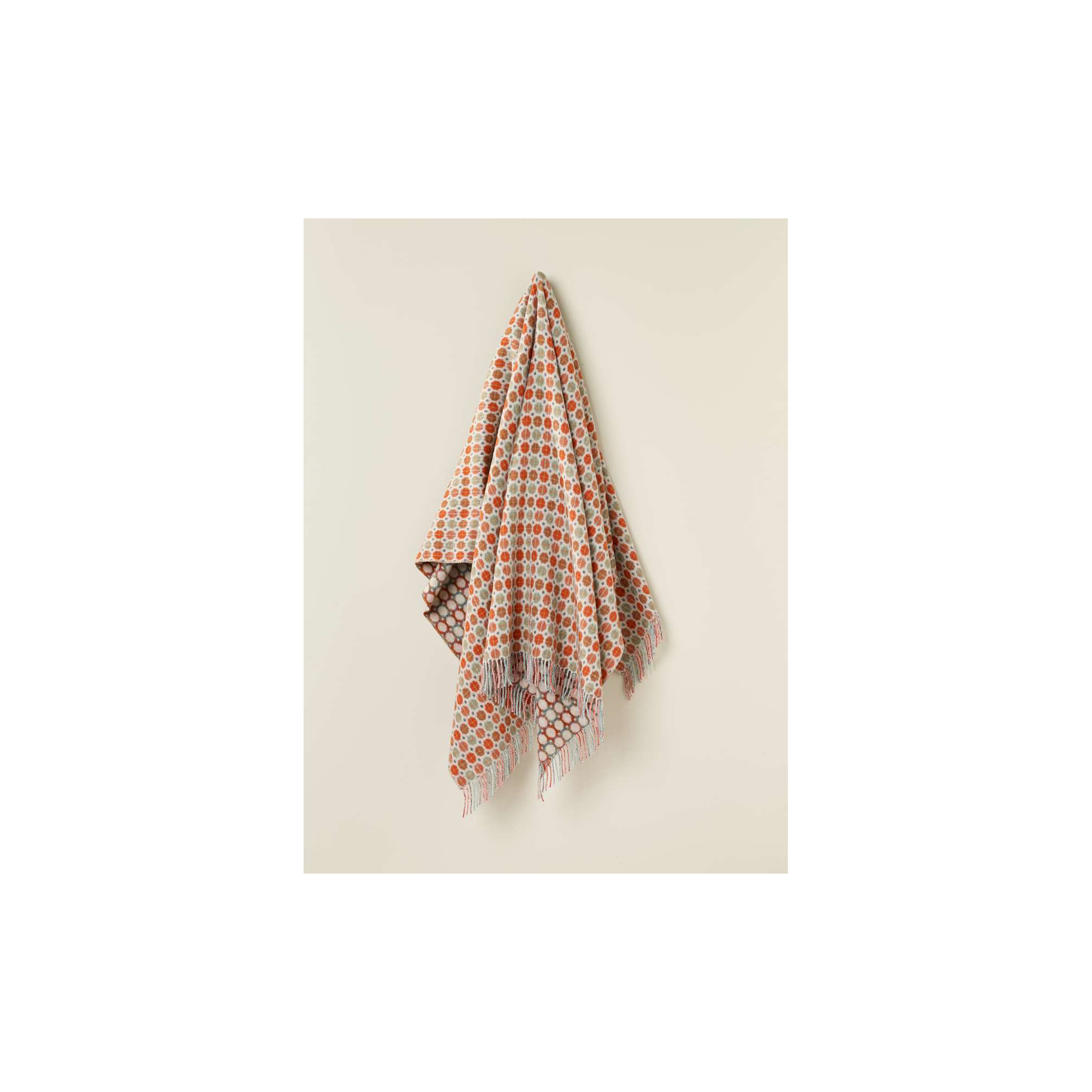 Merino Lambswool Throw/Blankets Hand Woven Blanket, Orange/Yellow Abstract