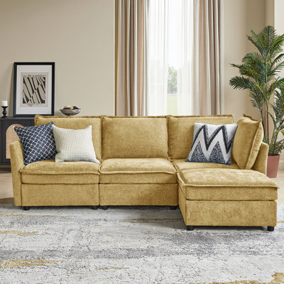 Cheltenham 97"W Modern Oversized Storage Sectional Sofa with Ottoman