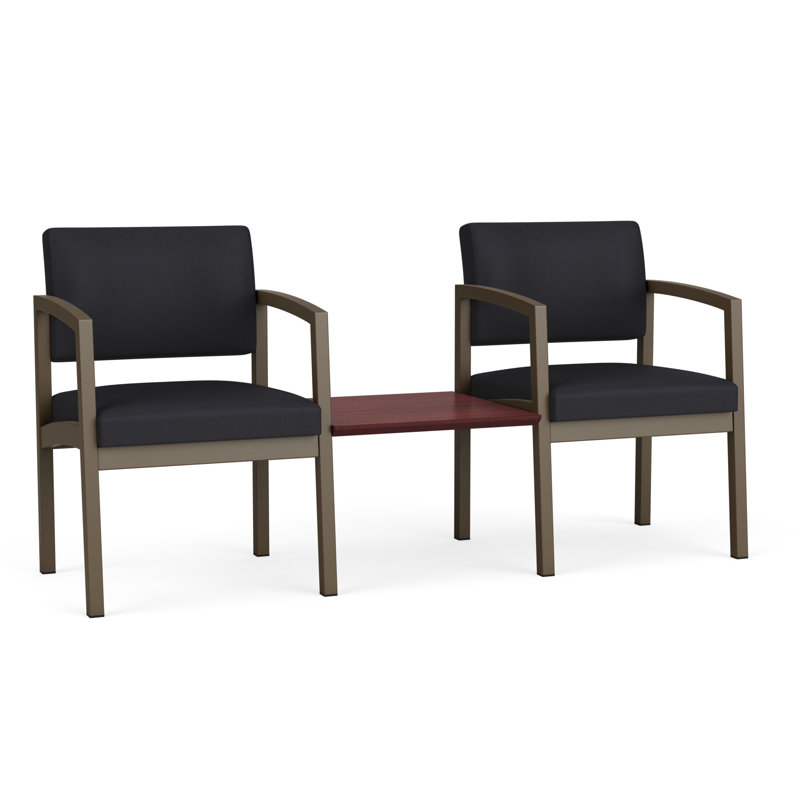 Structure tandem 2 places avec table centrale en acier Lenox, Bronze / acajou Chelsea, Chelsea Mahogany