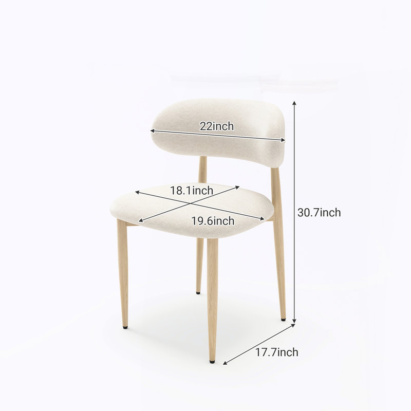Upholstered Side Chair, Cream, Cream, Natural